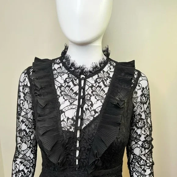 Black Lace Trimmed Dress - Picture 9 of 13